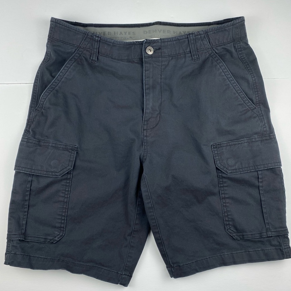 Denver Hayes Men's Cotton Cargo Shorts Sz 34 Summer Casual Blue Grey